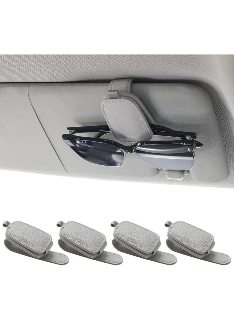 4 حزم حاملي النظارات الشمسية للسيارة شاشة - حامل النظارات الشمسية الجلدية المغناطيسية و كليب بطاقة التذاكر - ملحقات شاشة السيارة (4 قطع فضية رمادية) - Image 1